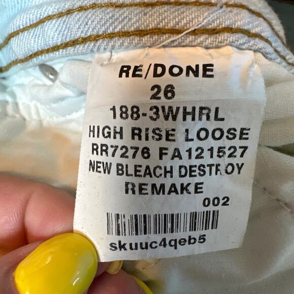 RE/DONE High Rise Loose Fit in Bleach Destroy Color Size 26 NWOT - Picture 10 of 12
